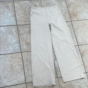 Khaki Wide Leg Women's Pants - Neutral Casual Style, very comfy for work